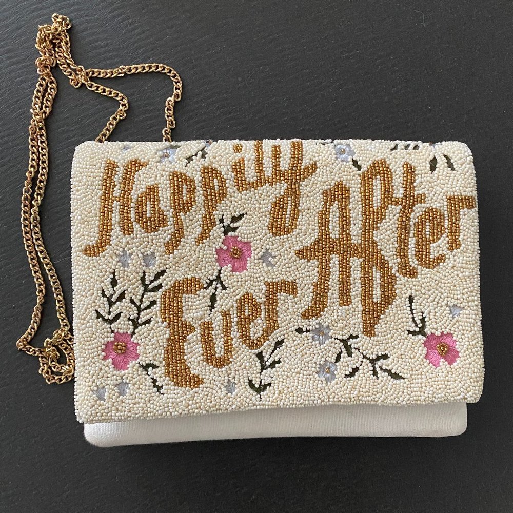 Wedding day beaded “ Happily Ever After” clutch